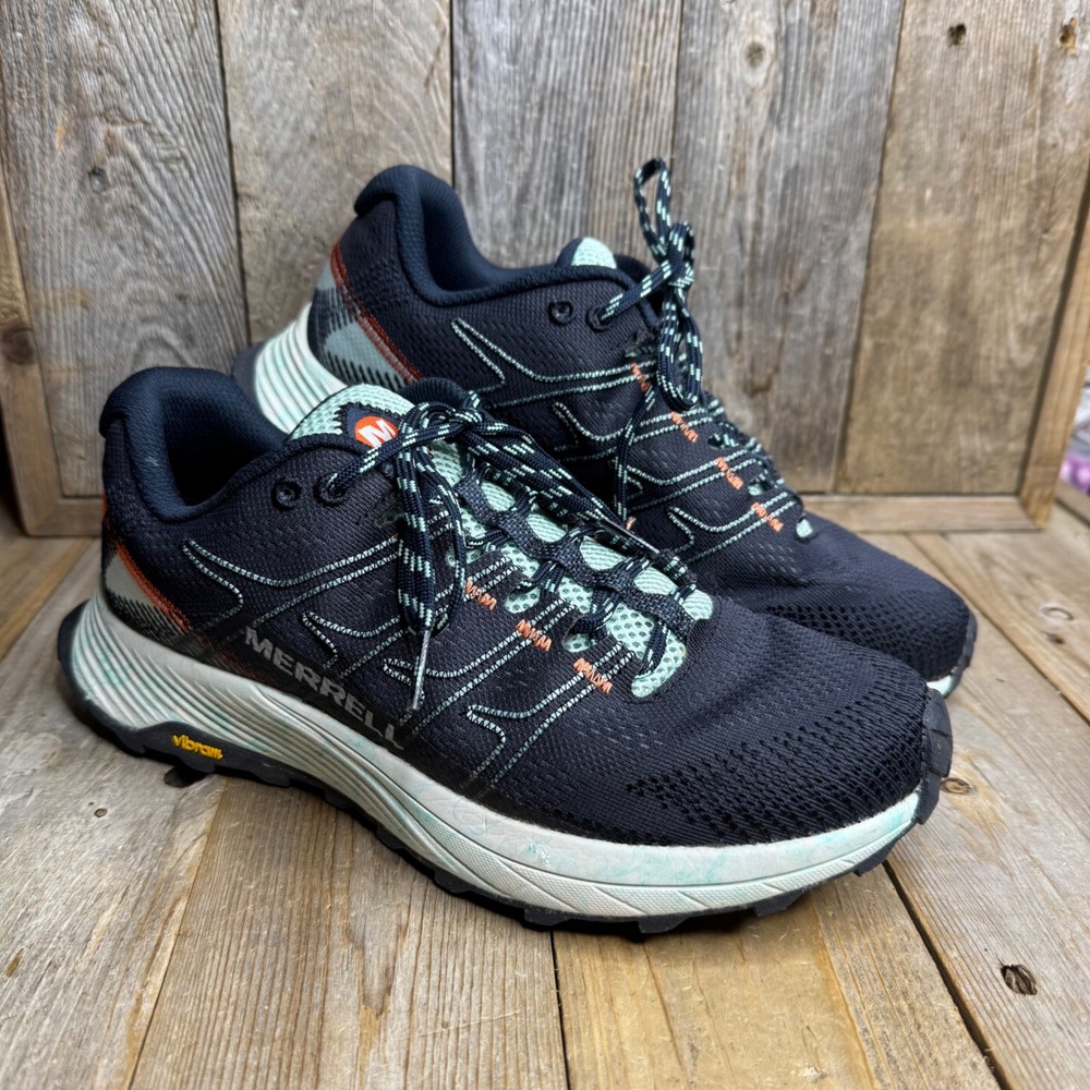 Merrell Moab Flight Womens 8 Trail Running Shoes Black Mint J066816 Vibram